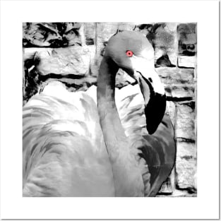 Flamingo Black and White Spray Paint Wall Posters and Art